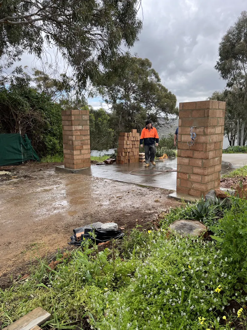 Brick pillars and entry feature build