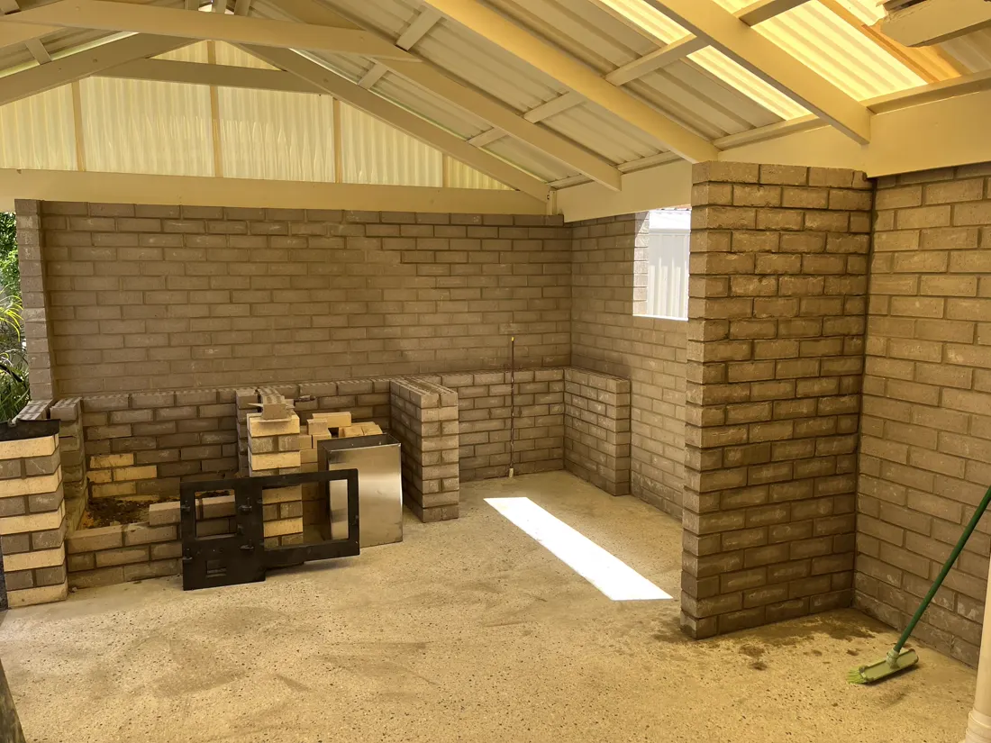 Alfresco brickwork with built-in BBQ