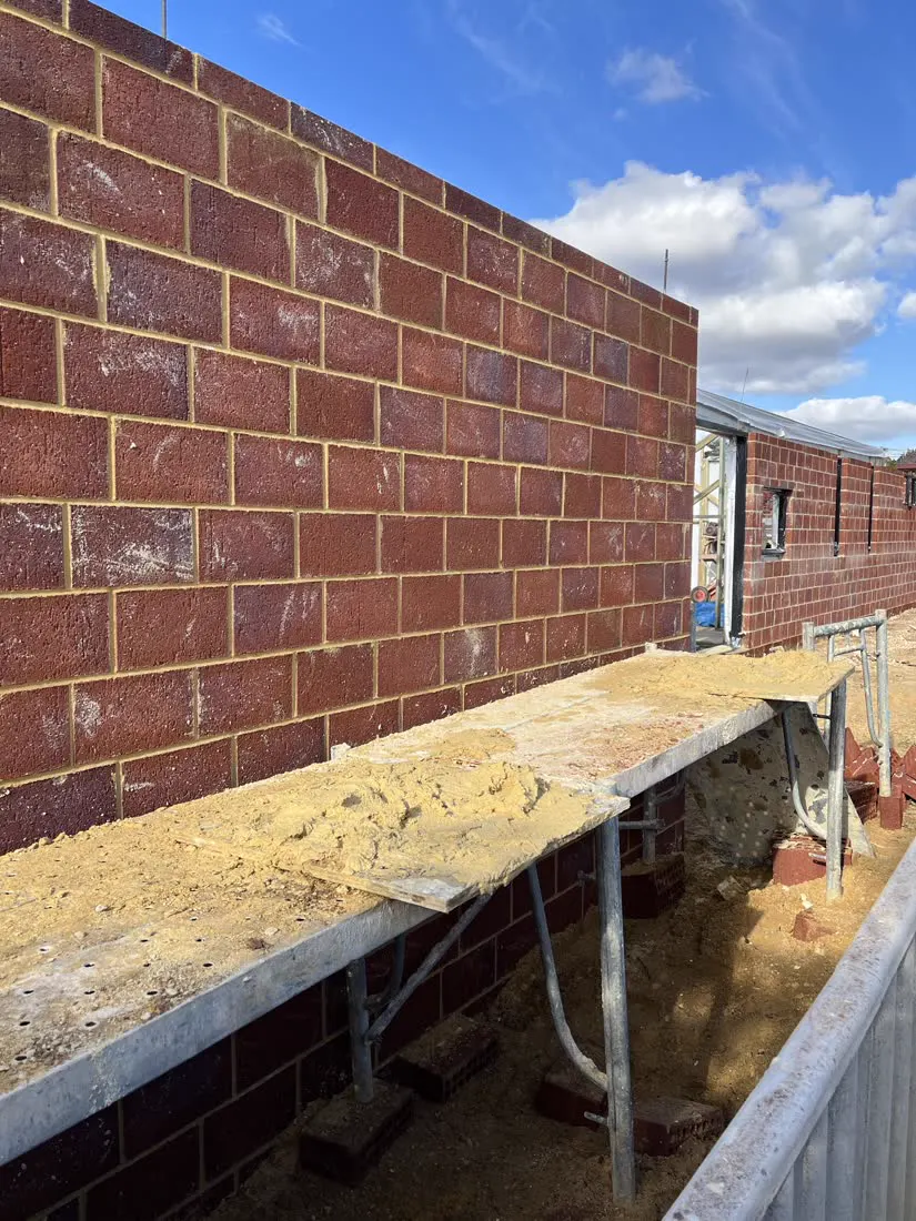 Face brick wall on a Perth home build